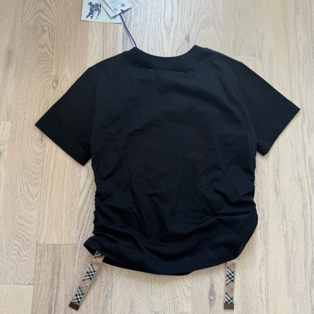 Burberry Black Short Sleeve Tee with Check Detail - Picture 6 of 7